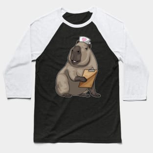 Capybara Nurse Notepad Baseball T-Shirt